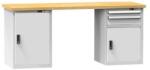POLAK Műhelyasztal KOMBI KB4815, 1500 x 800 x 880 mm, BÜKK, szürkésszürke