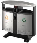 VEPA BINS Kültéri szelektív hulladék- és elemgyűjtő, 2x39 l, szürke alumínium/fekete
