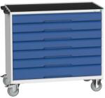 bott Verso mobil íróasztal fiókokkal, 96, 5 x 105 x 55 cm, 7 fiókos, matt, szürke-kék
