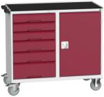 bott Karbantartó fiókos kocsi Bott Verso, 96, 5 x 105 x 55 cm, 6 fiókos, szekrény, matrac, szürke-piros