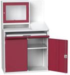 Bott számítógépes munkaállomás, 165 x 105 x 55 cm, szürke-piros