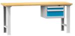 POLAK Műhelyasztal KOMBI BB4825, 2500 x 800 x 880 mm, BÜKK, szürkéskék