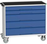 bott Verso mobil íróasztal fiókokkal, 96, 5 x 80 x 55 cm, 5 fiókos, matt, szürke-kék - manutan - 682 104 Ft