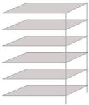 Schulte Design Hathor fém polcállvány, kétoldalú, hozzáépíthető, 200 x 130 x 60 cm, 1 400 kg, 6 polc, világosszürke