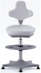 Bimossa Labster 9101 műhelyszék lábtartóval, siklókkal, műbőr, fehér/szürke