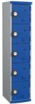 Acial hegesztett öltözőszekrény, 1 oszlopban 5 rekesszel, 400 mm, számkódos zárral, szürke/kék