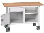 bott Verso Storage mobil műhelyasztal, 125 x 60 x 83 cm, multiplex, 1 fiók, 1 szekrény, 1 polc, szürke-szürke