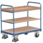 Variofit Polcos kocsi, 250 kg-ig, 3 polc, 1 emelt élű, 99 x 126 x 80 cm, kék