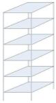 Schulte Design Ogmios fém polcállvány, alapkivitel, 250 x 75 x 80 cm, 1700 kg, 6 polc, 250 kg/polc, horganyzott