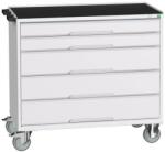 bott Verso mobil íróasztal fiókokkal, 96, 5 x 80 x 55 cm, 5 fiókos, matt, szürke-szürke - manutan - 703 199 Ft