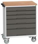 bott Verso mobil íróasztal fiókokkal, 98 x 80 x 60 cm, 6 fiókos, matt, szürke-antracit