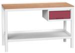bott Műhelyasztal Bott Verso Weld, 93 x 150 x 60 cm, 1 szekrény, multiplex, szürke-piros - manutan - 485 191 Ft
