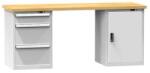 POLAK Műhelyasztal KOMBI LB5820, 2000 x 800 x 890 mm, BÜKK, szürkésszürke