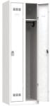 Vinco hegesztett öltözőszekrény, 2 rekeszes, 300 mm, hengerzárral, fehér/fehér