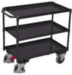 Variofit Polcos kocsi fogantyúval, 400 kg-ig, 3 polc emelt élekkel, 95 x 113, 5 x 70 mm, szürke