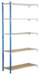 Manorga Velez fém polcállvány, hozzáépíthető, 200 x 100 x 60 cm, 1500 kg, 5 polc, kék