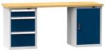 POLAK Műhelyasztal KOMBI LB4715, 1500 x 700 x 880 mm, BÜKK, szürke-sötétkék