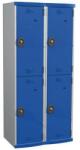 Acial hegesztett öltözőszekrény, 2 oszlopban 4 rekesszel, 400 mm, hengerzárral, szürke/kék