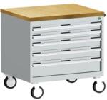 bott Cubio mobil fiókos szekrény, 79 x 80 x 65 cm, 5 fiókos, multiplex, szürke-szürke