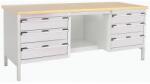 bott Műhelyasztal Bott Cubio Tároló, 84 x 200 x 75 cm, 6 fiók, polc, multiplex, szürke-szürke
