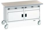 bott Cubio Storage mobil műhelyasztal, 84 x 150 x 75 cm, 2 fiók, 2 szekrény, linóleum, szürke-szürke