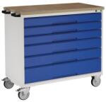 bott Verso mobil íróasztal fiókokkal, 98 x 105 x 60 cm, 6 fiókos, multiplex, szürke-kék