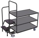 Variofit Polcos kocsi lépcsővel, 250 kg-ig, 3 polcos, szürke