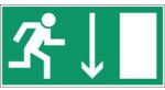 Brady Vészkijárat, jobbra lefelé mutató nyíl, szélessége 10, 5 cm
