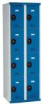 Acial hegesztett öltözőszekrény, 2 oszlopban 8 rekesszel, 300 mm, hengerzárral, szürke/kék