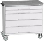 bott Verso mobil íróasztal fiókokkal, 98 x 105 x 60 cm, 5 fiókos, linóleum, szürke-szürke