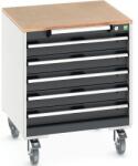 bott Cubio mobil fiókos szekrény, 79 x 65 x 65 cm, 5 fiókos, multiplex, szürke-antracit
