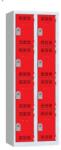 Vinco hegesztett öltözőszekrény, 2 oszlopban 8 rekesszel, 300 mm, hengerzárral, szürke/piros