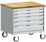 bott Cubio mobil fiókos szekrény, 79 x 80 x 65 cm, 5 fiókos, multiplex, szürke-kék