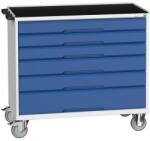 bott Verso mobil íróasztal fiókokkal, 96, 5 x 105 x 55 cm, 6 fiókos, matt, szürke-kék