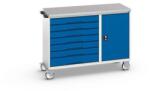 bott Karbantartó fiókos kocsi Bott Verso, 98 x 130 x 60 cm, 7 fiókos, szekrény, linóleum, szürke-kék