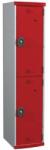 Acial hegesztett öltözőszekrény, 1 oszlopban 2 rekesszel, 400 mm, hengerzárral, szürke/piros