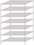 Schulte Design Hathor fém polcállvány, kétoldalú, alapkivitel, 230 x 130 x 60 cm, 1 100 kg, 7 polc, világosszürke