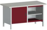 bott Műhelyasztal Bott Cubio Tároló, 84 x 150 x 75 cm, 1 szekrény, nyitott rész polccal, linóleum, szürke-piros