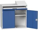 Bott alacsony számítógépes szekrény, 113 x 105 x 55 cm, szürke-kék