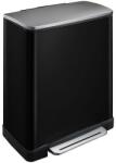 EKO E-Cube szögletes pedálos szemetes, 50 l, fekete/matt rozsdamentes acél