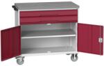 bott Verso mobil íróasztal fiókokkal, 98 x 105 x 60 cm, 2 fiók, szekrény, linóleum, szürke-piros