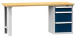 POLAK Műhelyasztal KOMBI EB5825, 2500 x 800 x 890 mm, BÜKK, szürke-sötétkék