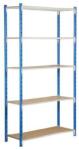 Manorga Velez fém polcállvány, alapkivitel, 200 x 100 x 70 cm, 1500 kg, 5 polc, kék