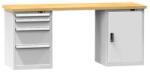 POLAK Műhelyasztal KOMBI MB5725, 2500 x 700 x 890 mm, BÜKK, szürkésszürke