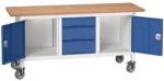 bott Verso Storage mobil műhelyasztal, 175 x 60 x 83 cm, multiplex, 3 fiók, 2 szekrény, szürke-kék