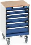 bott Cubio mobil fiókos szekrény, 79 x 52, 5 x 52, 5 cm, 5 fiókos, multiplex, szürke-kék