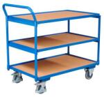 Variofit Polcos kocsi fogantyúval, 250 kg-ig, 3 polc, 101 x 112, 5 x 62, 5 cm, kék