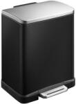 EKO E-Cube pedálos szemetes, 10 + 9 l, fekete/matt rozsdamentes acél