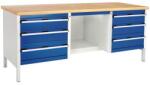 bott Műhelyasztal Bott Cubio Tároló, 84 x 200 x 75 cm, 6 fiók, polcok, multiplex, szürke-kék