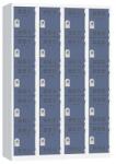 Vinco hegesztett öltözőszekrény, 4 oszlopban 20 rekesszel, 300 mm, forgóretesszel, szürke/kék